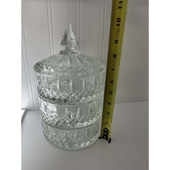 Indiana Glass 3 Tiered Apothecary Jar Vintage 4 Pc Stacking Candy Dish - Picture 3 of 9